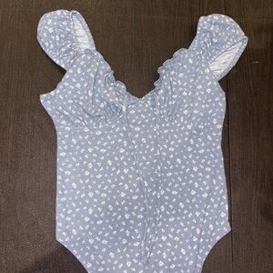 Wild Fable Light Blue Floral Bodysuit